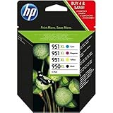 HP 950XL/951XL Multipack Original Druckerpatronen (Schwarz, Blau, Rot, Gelb) mit hoher Reichweite für HP Officejet Pro 276dw, 8600, 8610, 8620, 251dw, 8100