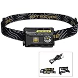 Nitecore® NU25 USB Wiederaufladbare LED Stirnlampe IP66 Wasserdichte Kopflampe mit 360 Lumen LED und Rotlicht 28 Gramm Integrierten Li-Ion Akku Taschenlampe für Angeln Laufen Camping Wandern Lesen