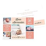greetinks 20 x Geburtskarten 'Unboxed' in Rosa | Personalisierte Karten zur Geburt zum selbst gestalten | 20 Stück Babykarten Dankeskarten
