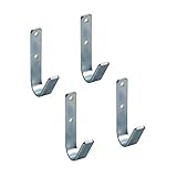 4 Stück - Metall-Haken gebogen Wandhaken zum Schrauben Ordnungshaken 35 x 82 mm | Universal-Haken Stahl verzinkt | Allzweckhaken zum Ordnen & Sortieren | Baubeschläge von GedoTec®