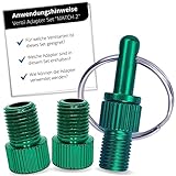HiLo sports DV SV Fahrrad Ventiladapter - 3er Set + Schlüsselanhänger + Anleitung (grün)