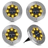 4er Solar Bodenleuchten Aussen Solarleuchte außen Garten Bodenleuchte Edelstahl Außenleuchte Wasserdicht Outdoor LED Solar Path Lights Garten Landschaft Beleuchtung für Yard Auffahrt Rasen Pathway