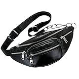 VJGOAL Damen Bauchtasche, Damen Herren Unisex Mode Leder Crossbody High-Capacity Schulter Brusttasche Geschenk (33 * 9 * 14cm, Schwarz)