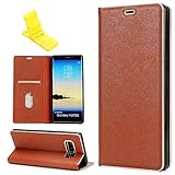 SXUUXB Hülle für Galaxy Note8, Flip Leather Wallet Case mit Kartenschlitz & Standfunktion Schutz Hülle für Samsung Galaxy Note8 6.3 Zoll (Braun) + 1 x Freie Halterung (Farbe Zufällig)