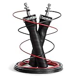BeMaxx Springseil Speed Rope Fitness + Trainingsguide & Ersatzkabel | 2 verstellbare Stahlseile, Profi Kugellager & Anti-Rutsch Griffe | Crossfit, Profi Sport, Boxen, Training | Erwachsene, Kinder