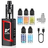 Kupbox E Zigarette Starter Set Ohne Nikotin, 10-80W E Shisha Dark Rider E Zigarette mit 0.5Ohm 2ml Verdampfer Tank, 2000mah Akku Kit- Rot.