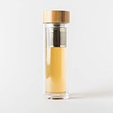 FEMNA Teeglas 450ml aus robustem Borosilikatglas mit Teesieb mit Bambus Deckel. Nachhaltig & umweltfreundlich. Doppelwandiges Teeglas, Teebecher, Flasche, to-Go, BPA-frei, Thermo, bpa-Free