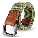 ITIEZY Stoffgürtel Herren Gurtband Leinwand Canvas Gürtel Mit Doppel D-ringe Schnalle Outdoor, Armeegrün, Belt Lenght 125cm (Waist 37-41)