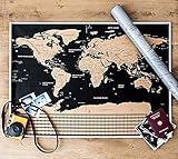 FREIWEIT Große Weltkarte zum Rubbeln - Rubbelweltkarte - Landkarte zum Freirubbeln - Premium Qualität - bereiste Länder freirubbeln - tolles Geschenk für Weltenbummler (83cm x 60cm)