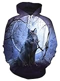 uideazone Unisex Kapuzen-Sweatshirt, 3D Bedruckt, Fleece, Kapuzenpullover mit großen Taschen