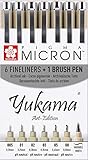 Sakura Pigma Yukama® Art-Edition, 6 Pigma Micron Fineliner + 1 Pigma Brush Pinselstift, Schwarz
