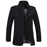 Hanomes Herren Jacke,Herren Winter Warme Mode Einfarbig Mantel Casual Pilotenjacke Lose Sweatshirt 2 in 1 Reißverschluss Knopf Funktionsjacke