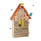 Relaxdays Insektenhotel für Schmetterlinge, Käfer, Bienenhaus zum Aufhängen, Balkon, HxBxT: 48,5 x 31 x 7 cm, bunt