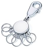 TROIKA PATENT SCHLÜSSELHALTER – KYR60/MC – rund, matt verchromt – Schlüsselanhänger mit Karabinerhaken – 6 ausklinkbare Ringe zur Schlüsselorganisation – das Original von TROIKA