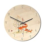 Europäische Moderne Cartoon Wanduhr Holz Drucken Einfache Kreative Mädchen Wohnzimmer Schlafzimmer Stumme Bunte Runde 28 * 28 cm,A