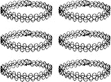6 x Tattoo Kette, Choker Halsband, Henna Halskette schwarz, Einheitsgröße