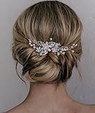 SWEETV Braut Haarkamm Clip Pin Strass Perle Hochzeit Haarschmuck für die Braut Brautjungfer, Silber