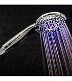 LED Duschkopf mit Temperaturanzeige, 3 Farben LED Handbrause mit 3 Strahlarten wechselbar per Knopfdruck
