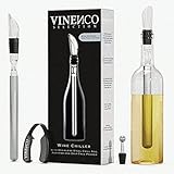 VINENCO Weinkühler Set + Folienschneider, Edelstahl-Stopper & Aufbewahrungsbeutel – Premium Design 3-in-1 Flaschenkühler mit tropffreiem Dekantier Ausgießer & Edelstahl Kühlstab | Weißwein Rotwein