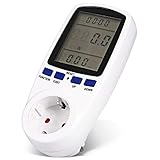 Alanan Energiekostenmessgerät Steckdose Strommessgerät Stromverbrauchszähler Stromzähler mit Großer LCD Bildschirm mit Zeit/Energie/Kosten-Anzeige Überlastung-Anzeige