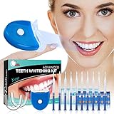 Teeth Whitening Kit Zahnaufhellung Set für Weisse Zähne - Professionelle Zahn Whitening Kit Bleaching Zähne -10x3ml Teeth Whitening Gel 5xDeep Cleaning Tooth Wipe 2xDental Trays Gel Kit 1xLaserlicht