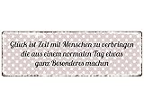 METALLSCHILD Blechschild GLÜCK IST ZEIT MIT MENSCHEN Dekoration Geschenk Spruch Motivation Dekoschild