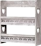 amadeco Gewürzregal Tassenregal Küchenregal mit viel Herz - Regal für Gewürze oder Tassen - Landhaus Shabby Chic Vintage Stil - Grau