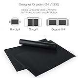 Rawford Grillmatte - Universell einsetzbare Grillmatten für Grill & Backofen - 0,4mm Dicke Grillfolie geeignet für Holzkohle-, Elektro- & Gasgrill - Spülmaschinenfeste BBQ Matte (1ner Set)