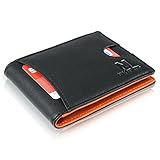 MANEVITO Geldbörse mit Geldklammer und Münzfach + RFID Schutz - Geldbeutel Männer - Schmales Slim Wallet Kreditkartenetui - Portmonaise Herren Kartenetui Portemonnaie - Schlankes Portmonee