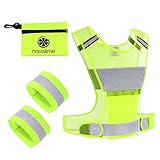 havalime Sicherheits-Reflektoren Set bestehend aus Sicherheitsweste Warnweste zum Motorradfahren Laufen Joggen 2 Reflektorbänder für Hand- und Fußgelenke (L/XL)