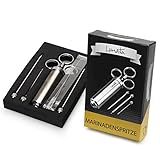 Lunata Bratenspritze aus Edelstahl mit Ebook Rezepten, Marinierspritze 60 ml inkl. 3 Nadeln, Marinadenspritze zum Grillen, Braten, Pökeln