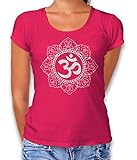 shirtminister Om Symbol White Damen T-Shirt Fuchsia M