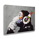 GIALLO BUS - BILD - DRUCK AUF LEINWAND - BANKSY - DJ MONKEY- 100 x 140 CM