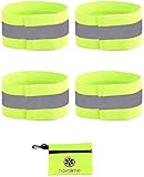 havalime 4X Reflektorband Inkl. Tasche, Reflektierend für Joggen, Laufen, Fahrrad, Kinder, stretchfähig bis 55 cm