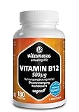 Vitamin B12 hochdosiert Methylcobalamin 1000 µg 180 Tabletten vegan 6 Monatsvorrat Qualitätsprodukt-Made-in-Germany ohne Magnesiumstearat, jetzt zum Aktionspreis und 30 Tage kostenlose Rücknahme!