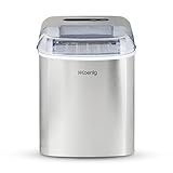 H.Koenig KB14 Eiswürfelmaschine / Eismaschine / 12kg Eiswürfel / Produktionszeit 6 - 13 Minuten / 2 Eiswürfel-Größen / ohne Wasseranschluss / 150 W / Edelstahl / silber