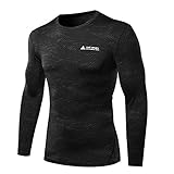 Herren Quick Dry Funktion Sport Kompressionsshirt - Langarm Funktionshirts Base Layer Shirts by AMZSPORT Size L