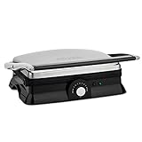 H.Koenig GR20 Kontaktgrill / vollständig aufklappbar / Antihaft-Beschichtung / stufenlose Temperatureinstellung / 2000 W / Edelstahl / silber