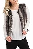 trueprodigy Casual Damen Marken Weste aus Kunstpelz, Fellweste cool und stylisch mit Kunstfell (Ärmellos & Slim Fit), Felljacke für Frauen elegant Farbe: Grau 3673504-0403-L
