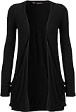 WearAll Damen Langarm Freund Boyfriend style Strickjacke Cardigan Top - Schwarz - 40-42