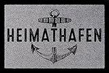 TÜRMATTE Fußmatte HEIMATHAFEN Maritim Eingang Einzug Flur Badezimmer Türvorleger Hellgrau