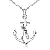 Kette Damen Anker Anhänger Halskette 925er Sterling Silber Schmuck Kette für Damen Geschenk-Box Geburtstag Geschenk für Frauen Mädchen Mutter Freundin