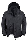 Mountain Warehouse Fell Wasserfeste 3 in 1 Herren Winterjacke, warmer Fleecejacke, Regenjacke, Herrenjacke, Funktionsjacke, Allwetterjacke, Doppeljacke, Übergangsjacke Schwarz XXX-Large