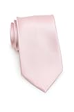 Puccini Rosa Krawatte Herren, Einfarbig, Satin-Glanz, Blush (Hellrosa), Mikrofaser, 8,5 cm, Handarbeit, Hochzeit – Alltag – Büro