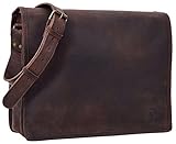 Gusti Studio  Umhängetasche Leder  "Mitch" Herren Damen 15 Zoll Braun