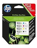 HP 932XL/933XL Multipack Original Druckerpatronen (Schwarz, Blau, Rot, Gelb) mit hoher Reichweite für HP OfficeJet 7510, 7612, 7110, 6700, 6100, 6600
