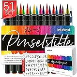 int!rend Pinselstifte Set 20 Aquarell Farben + 1 Wassertankpinsel, Brush Pen Stifte für Bullet Journal, Kalligraphie, Hand-Lettering, Art Marker Filzstifte zum Zeichnen und Malen
