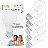 Lumare LED Lampe | 5er E27 12W | Ersetzt 100w Watt Glühbirne | 1535 Lumen | A60 Leuchtmittel | 2700 Kelvin warmweiß Fassung