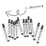 Rabbitgoo Whiteboard Marker Stifte 12er Set Rundspitze Folienstift Abwischbar Glasboard Marker ca.1,5 mm Trocken Rückstandsfrei Boardmarker Fein (Schwarz)