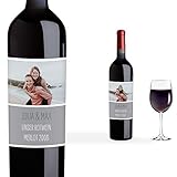 greetinks 5 x Personalisierte Flaschenetiketten 'Foto Mix' in Grau | Individuelle Etiketten für Flaschen | 5 Stück Etikett selbstklebend - Hochzeit, Geburtstag - Tisch Deko, Geschenk